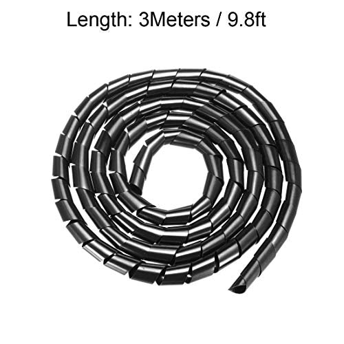 uxcell 18mm Flexible Spiral Cable Wrap Wire Cord Wraps Computer Manage Cord 3Meter Length Black - size: 16mmx18mmx3000mm
