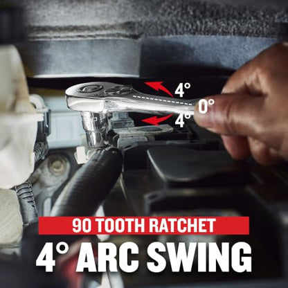 CRAFTSMAN 10 Pc Mechanics Tool Set with 90-tooth Low Profile Ratchet, SAE, 3/8 Inch Drive (CMMT34563)