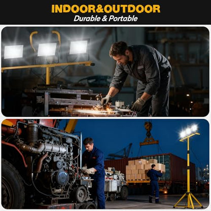 21000Lumen LED Work Lights with Stand, 3Head Portable Work Light 16ft Cord