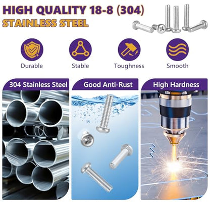 20Pcs M4x25mm Phillips Pan Head Machine Screws Kit 304 SS for DIY - size: M4x25mm