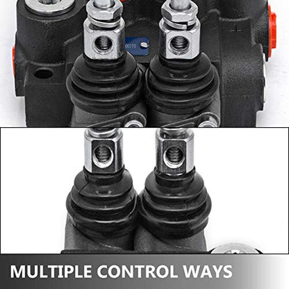 Vevor 2 Spool Hydraulic Directional Control Valve Double Acting Control Valve 11 GPM 3600 PSI SAE Port for Tractors Loaders Tanks Black
