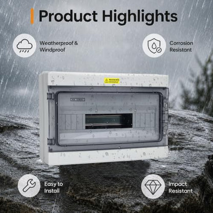 18-Way IP66 Waterproof Din Rail Breaker Box - size: HA-18