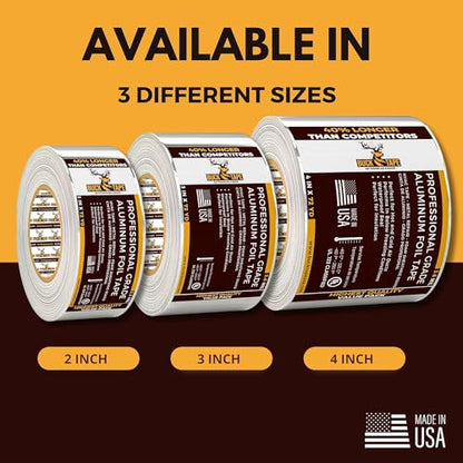 2 Pack Buck Aluminum Foil Tape – 4 Inch x 216ft (72 yd), 3.6 Mil – HVAC Tape for Ductwork, AC, Dryer Vents & Insulation – Silver Foil Tape for Metal Repair, Exhaust Sealing & Air Conditioning - size: 4 Inch, style: 2 Pack