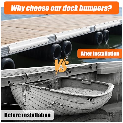Dock Edging 10 Feet/20 FeetBoat Dock Bumpers for Dockside and Edge,5 Park and 10 Park Dock Greater Protector Rub Rail for Boats,Each Park 23.5 inch Long. - color: white, style: 5 pcs Totall 10ft