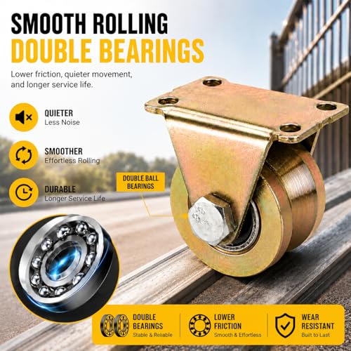 Lyplus Heavy Duty 4" V-Groove Caster Wheel Set for Square Metal Tracks, 1765 LBS Capacity per Wheel, Rust-Proof Pulley Kit, 2-Pack, Galvanized Steel - size: 4in-V 2Pack