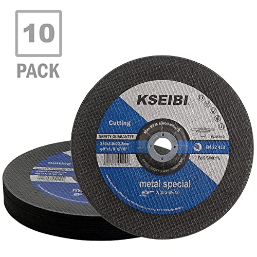 KSEIBI 645110 Grinding Wheels 10-Pack, Aluminum Oxide Discs for Metal & Stainless Steel, 9" x 1/8" x 7/8", Aggressive Grinding for Angle Grinders, Depressed Center Design - size: 9" x 1/8"