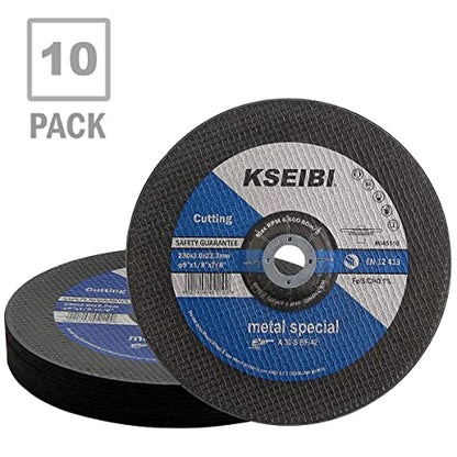 KSEIBI 645110 Grinding Wheels 10-Pack, Aluminum Oxide Discs for Metal & Stainless Steel, 9" x 1/8" x 7/8", Aggressive Grinding for Angle Grinders, Depressed Center Design - size: 9" x 1/8"