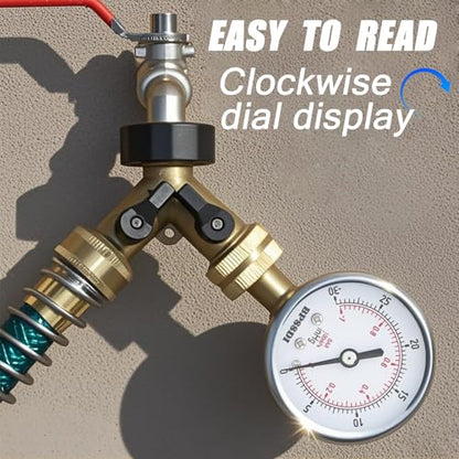 30inHg Vacuum Pressure Gauge, Water Pressure Gauge, 2.5" Dial Size, 1/4" NPT Lower Mount, 304 Stainless Steel Case, for Pneumatic Air Compressor RV Regulator Valve Test(with Tape) - size: -15-0 psi, style: Lower Mount