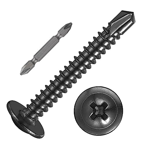 (200 pcs) Wensilon #10×1-1/4” for Sheet Metal Self-Tapping Screws 410 Black Stainless Steel Truss Head High-Strength Quick Tapping - color: Black, size: #10X1-1/4"