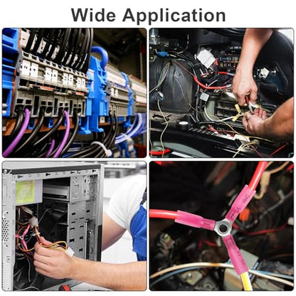 20PCS 3 Way Wire Connector 22-16AWG – Heat Shrink Crimp Y Ring Butt Connector, Heavy Duty Waterproof 3 Way Electrical Butt Terminals Connectors for Automotive, Marine, and DIY Projects - size: 22-16 AWG-Red, style: 3-Way