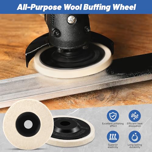 5Pcs 4 Inch Wool Felt Buffing Wheel 5/8" Arbor Angle Grinder Polishing Disc - style: Premium Wool 5Pcs