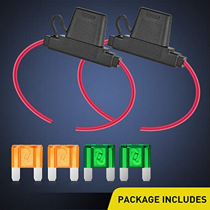 Nilight 2PCS Inline Maxi Fuses Holder 10 AWG 4PCS 30A 40A Maxi APX Fuse - size: 2Pcs 10AWG Maxi Fuse Holder