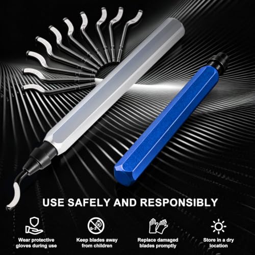 Deburring Tool with 10 HSS Blades and Silver Aluminum Handle, 360° Rotary Reamer for 3D Printing and Metal Edge Finishing, High-Speed Steel Tool for PVC, Copper and Resin - color: Silver