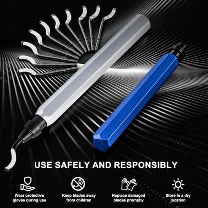 Deburring Tool with 10 HSS Blades and Silver Aluminum Handle, 360° Rotary Reamer for 3D Printing and Metal Edge Finishing, High-Speed Steel Tool for PVC, Copper and Resin - color: Silver
