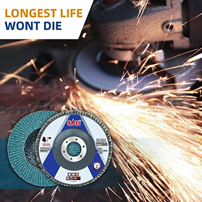 Sali 100 Pack Zirconia Flap Disc 60 Grit 4.5" x 7/8-Inch Sanding Disc Bevel Type #29 Premium and Industrial Grade Angle Grinder Grinding Wheel High Performance Edge Grinding - style: Grit60