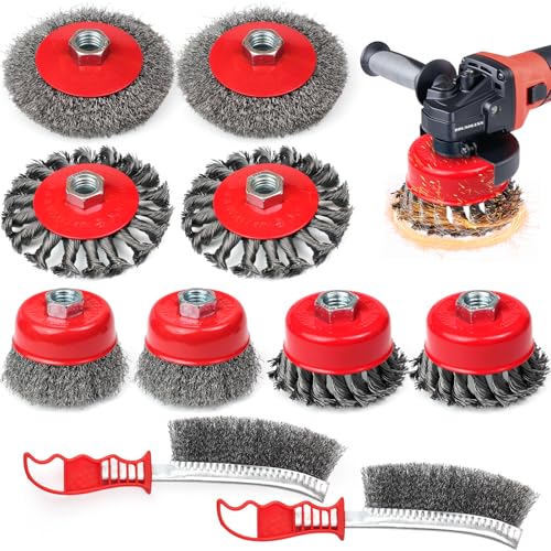 8pcs Wire Wheel Brush for Angle Grinder & 2pcs Scratch Brushes - size: 10PCS