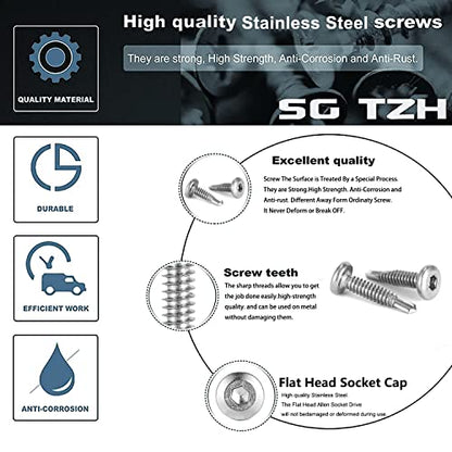 #12 x 1-1/2" Sheet Metal Screws 100Pcs 410 Stainless Steel Flat Head Socket Cap, Tek Self Tapping Screws With Allen Socket Drive by SG TZH - size: #12 x 1-1/2"