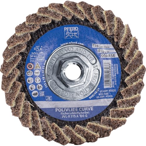 PFERD POLIVLIES® Curve Flap Disc, PVL-R, 4-1/2" x 5/8-11, Medium Grit, Aluminum Oxide, Surface Conditioning Wheel (Pack of 1) - Part 45926 - size: 4-1/2" x 5/8-11