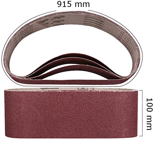 4 x 36 Inch Sanding Belts, 320/400/600/800/1000 Grits Mix Fine Grit, Belt Sander Tool for Woodworking, Metal Polishing, Aluminum Oxide Sanding Belts (5 Pack)