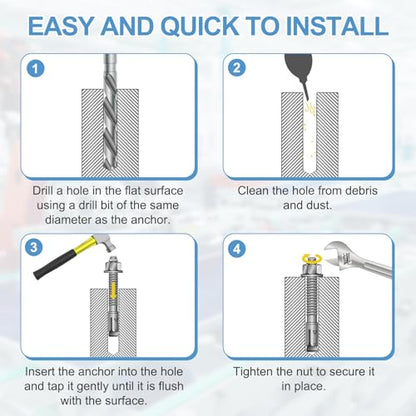 MECCANIXITY 5 Pcs Wedge Anchors, 5/8" x 5" Stainless Steel Concrete Anchors Bolts, Heavy Duty Standard Fastener for Cement Wall Base Bracket (Include Washers Nuts, Silver Tone) - size: 5/8" x 5"