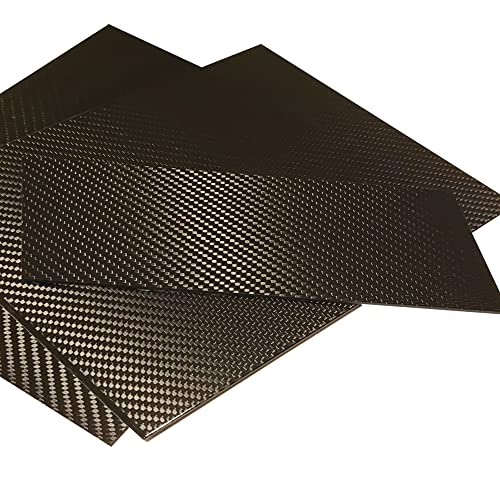 – 300mm x 200mm x 1mm – 100% - Pure Carbon Fiber Laminate Plate Panel – Black - 3K Plain Weave - Glossy Surface – for CNC Machining, Drones, Radio Control Cars, Boats – Nano tech Material - size: 1 - Plate