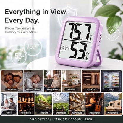 Antonki 2 Pack Room Thermometer Indoor Hygrometer - color: 2 Pcs* Lavender Purple