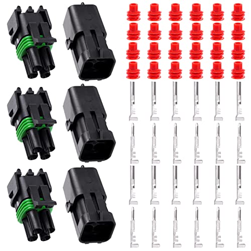 Glarks 54Pcs 3 Kit 4 Pin Way Waterproof Automotive Electrical Wire Connectors Terminals Plugs Kit, 4 Male & Female Pin Terminal Automotive Harness Plug Car Spark Plug Connector Set for Car Truck Boat - size: 4 pin