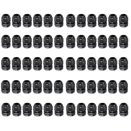 60 Pcs 1/2" NPT Cable Gland 6-12mm Waterproof IP68 Nylon PA66 Connector - size: NPT 3/8"(10Pcs)