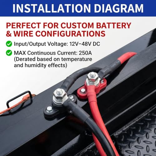 12V 150A Power Distribution Block, 2PCS 5/16 Inch Single Stud M8 Terminal Bus Bar, DC Battery Junction Post for Auto Boat Marine Solar System Positive Negative Connection