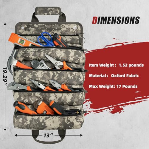 Tool Roll Bag Heavy Duty Tool Bag Gifts for Men Dad Mechanic, Camouflage - color: Camouflage