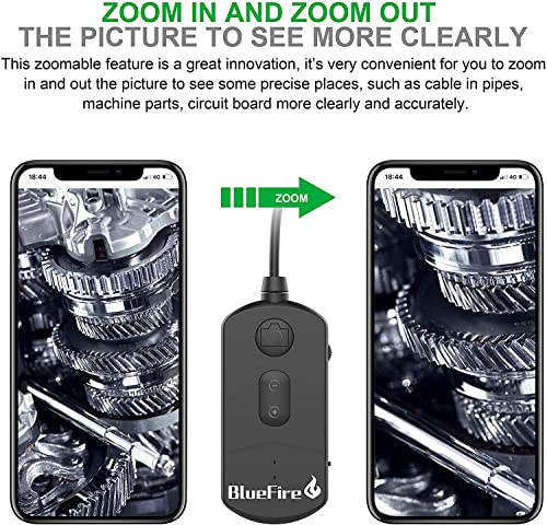 BlueFire 4.9FT 1080P Wireless Endoscope Camera, 2MP WiFi Borescope - size: 4.9FT