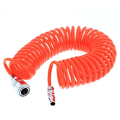 uxcell 6m L 6mm x 4mm Polyurethane Coiled Air Hose Pipe Orange Metal 0.16"