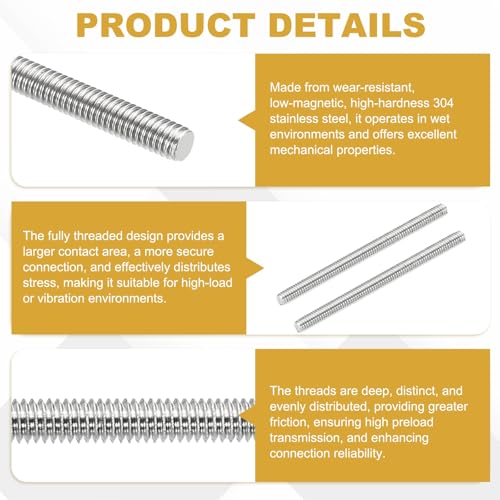 uxcell 10Pcs Fully Threaded Rod M2.5 x 0.45mm Pitch 35mm/1.4 Inch Threaded - size: M2.5x0.45mmx35mm
