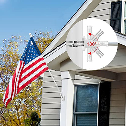 Heavy Duty 180° Adjustable Stainless Steel Flag Pole Bracket Mount - color: White