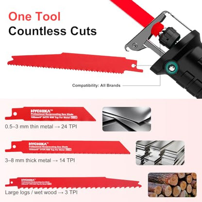 HYCHIKA 32-Piece Reciprocating Saw Blade Set Metal Wood Cutting Saw Blades with Organizer Case