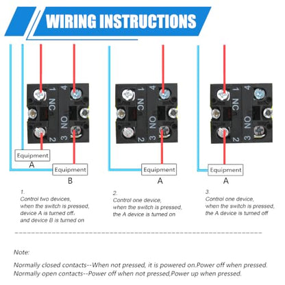 mxuteuk 1NC 1NO 22mm Emergency Stop Push Button Switch Red Mushroom AC 660V 10A HB2-BS545 - color: Red/HB2-BS545, size: 1NC 1NO
