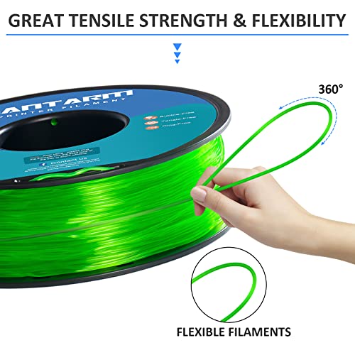 GIANTARM TPU Filament 1.75mm Flexible Soft 3D Printer Consumables Green,95A 1kg Spool (2.2 lbs.), Dimensional Accuracy +/- 0.05 mm - color: Tpu-green-1
