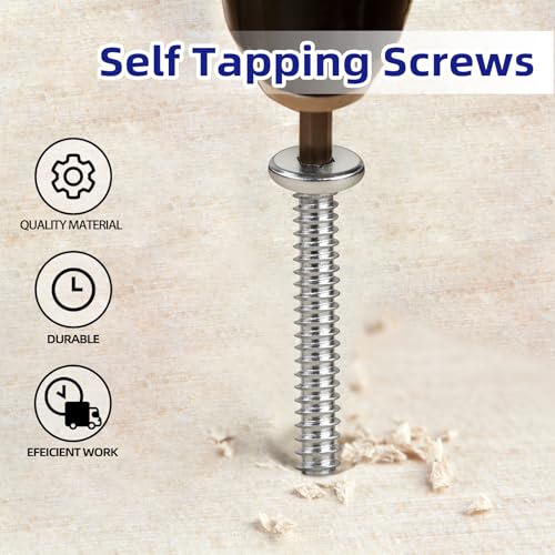 100-Piece M4 x 20mm Self-Tapping Screws - 304 Stainless Steel Flat Head Hex Socket Cap Screws with Drive Bit, for Wood and Thin Metal - color: Silver, size: M4 x 20mm