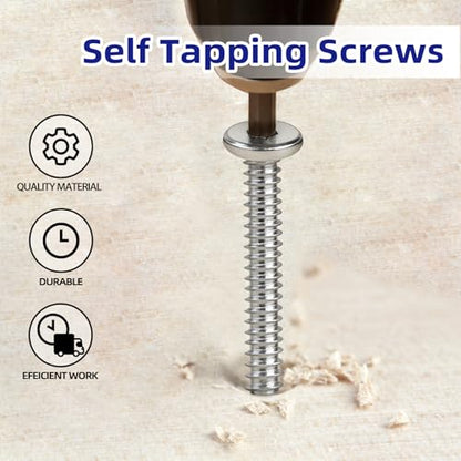 100-Piece M4 x 20mm Self-Tapping Screws - 304 Stainless Steel Flat Head Hex Socket Cap Screws with Drive Bit, for Wood and Thin Metal - color: Silver, size: M4 x 20mm
