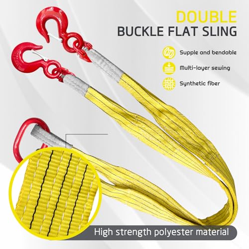Lifting Slings Straps 13227 Pounds Capacity with Hooks - 5 Feet - size: 13227 lb / 5 ft