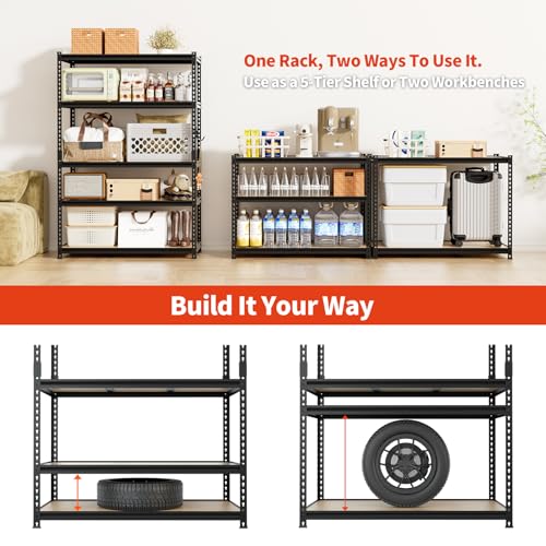 DYNALOAD 2000 lbs Heavy Duty Garage Shelving, 5-Tier, 48" W x 24" D x 72" H - color: 2000lbs, size: 48"W x 24"D x 72"H