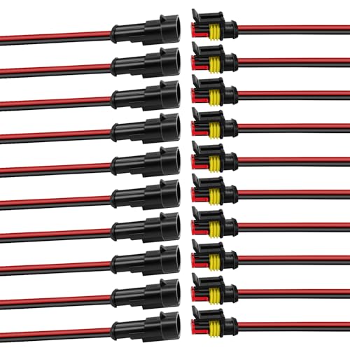 BFXM 10 Sets Car Waterproof Electrical Connector, 16 AWG 2 Pin Connector - color: 2pin, size: 10 Sets