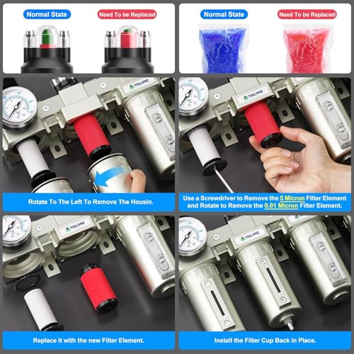TAILONZ 1/2"NPT 4-Stage Air Dryer (Dual Particulate+Coalescing) Auto Drain - color: 4 Stage(3Filter+1Dryer), size: 1/2" NPT/Automatic Drainage