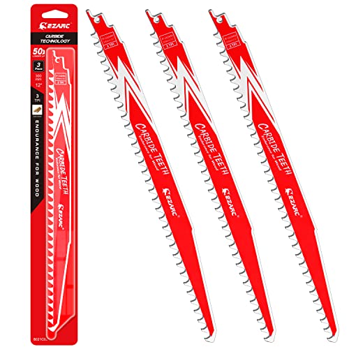 EZARC Carbide Reciprocating Saw Blades, 12-Inch 3TPI for Hard Wood, 3-Pack - size: 12 Inch, style: 3 TPI