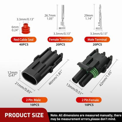 Nilight 100PCS 10 Kits 2 Pin Waterproof Automotive Electrical Connector Kit - size: 2Pin Spark Plug Connector 100PCS