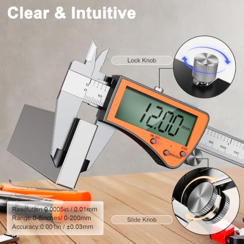 Preciva Digital Caliper 6 inch,Rechargeable Caliper with Oversized