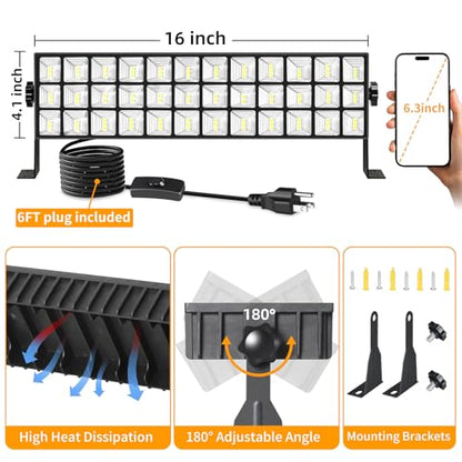 14000LM 100W LED Shop Lights, Plug in Garage Light for Workbench, 2 Pack