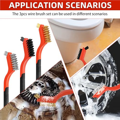 6PCS Wire Brushes for Cleaning Rust, Nylon, Brass & StainlessSteel Bristles - style: 6pcs