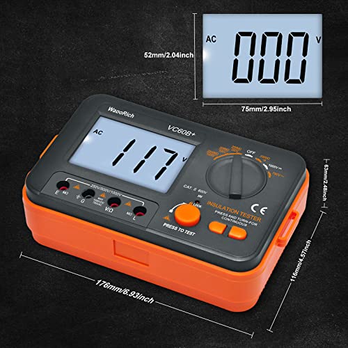 Megaohm Meter 1000V, Megohmmeter Insulation Resistance Tester - color: RQ-US-T6-VC60B