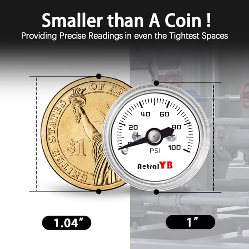 1 Inch mini Pressure Gauge, 0-100 Psi Air Gauge, Stainless Steel Case, 1/8" NPT Back Mount, Psi Coffee Machine Pressure Gauge for Water Pumps, Air Compressors - size: 0-100 PSI, style: Back Mount